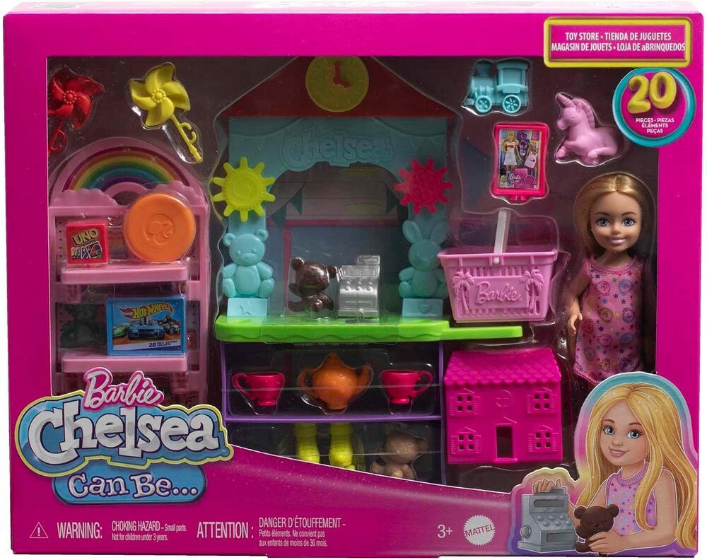 Barbie Chelsea You Can Be Toy Shop, Blonde Doll 20+ Accessories NIB